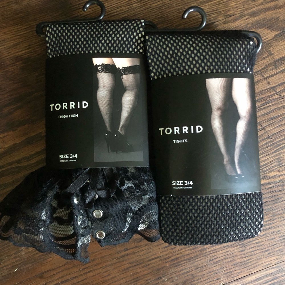 Torrid Black Fishnet Tights and Thigh Highs sz 3x/4x
